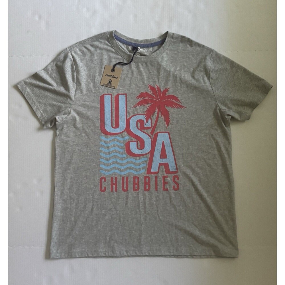 Chubbies The Chub-Spangled Banner Men's M ShortSleeve Crew Neck Gray USA Tee NWT